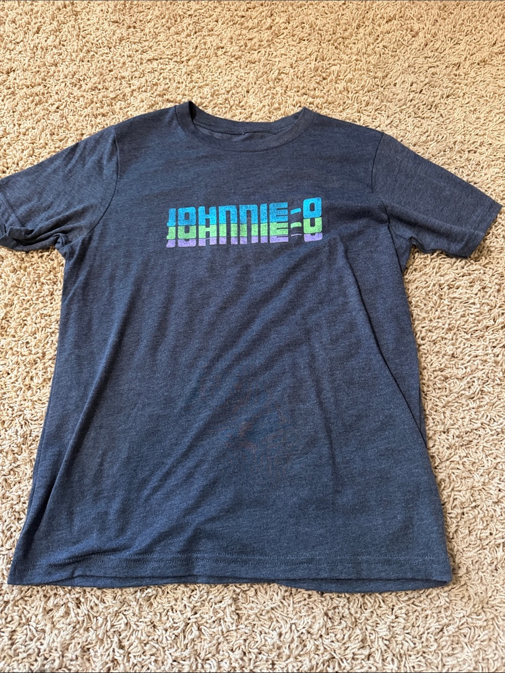 johnnie-O Navy Logo Tee with Aqua & Lavender Blocks